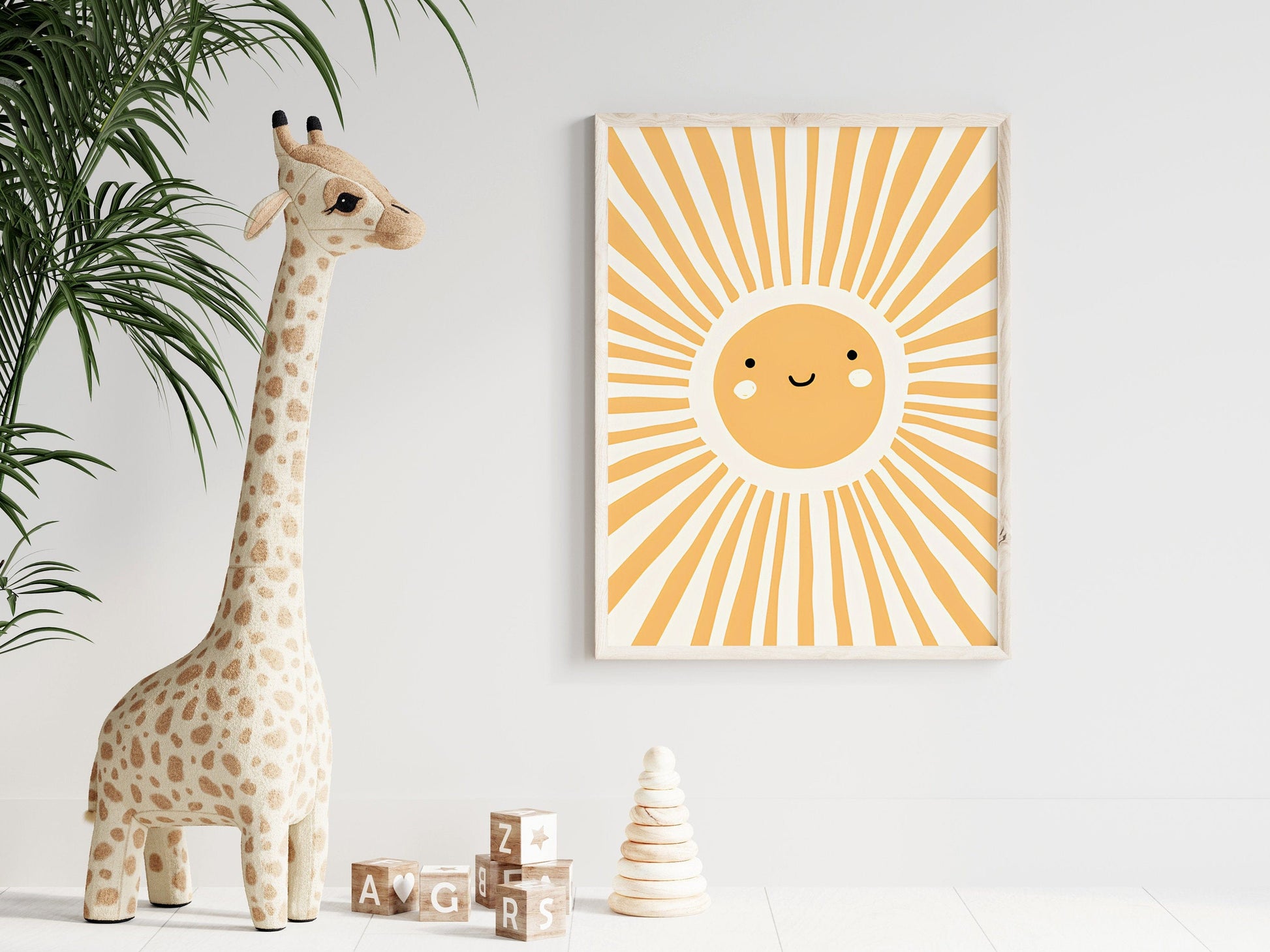 Poster Kinderzimmer Sonnenstrahlen Regenbogen Herzen Blumen I Kinderzimmer Bilder I Wand Deko I Kunst Druck I Deko Print ohne Rahmen - justgoodmood