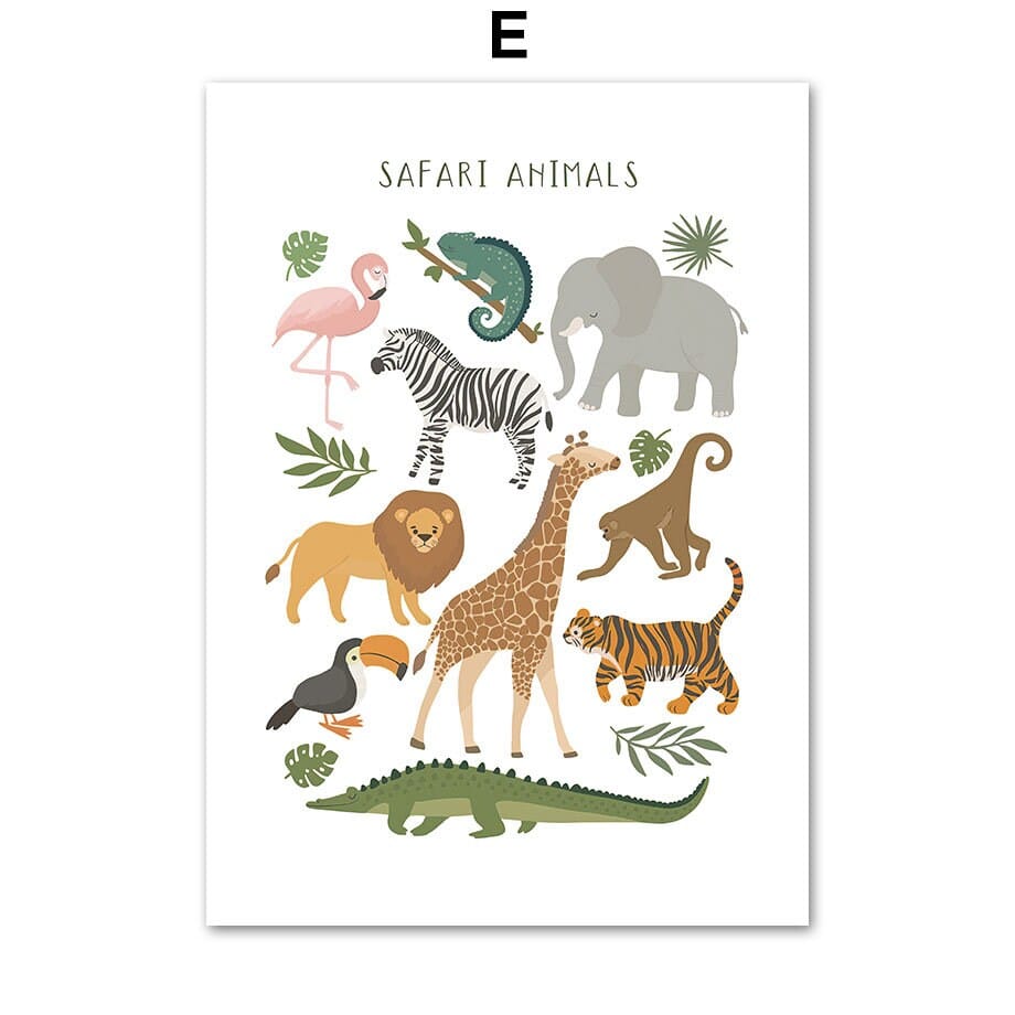 Poster Kinderzimmer Tier Dschungel Alphabet I Name Personalisiert I Kinderzimmer Bilder I Wand Deko I Kunst Druck I Deko Print I ohne Rahmen - justgoodmood