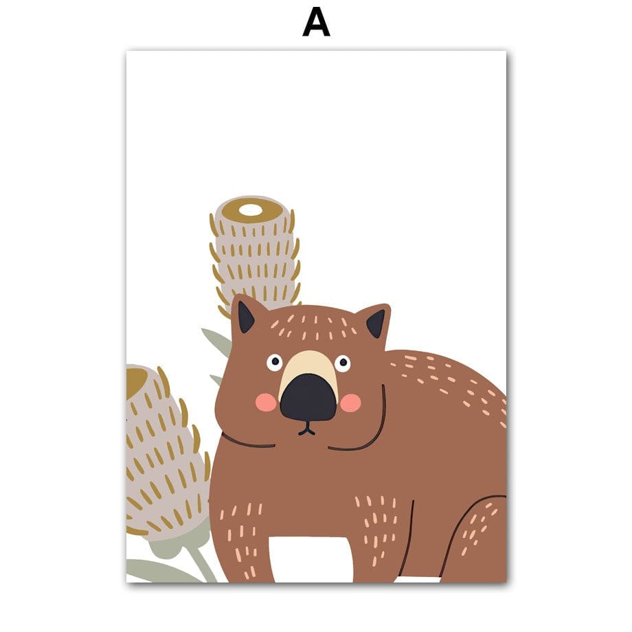 Poster Kinderzimmer Tiere Australien Kangaroo Koala Bär I Kinderzimmer Bilder I Wand Deko I Kunst Druck I Deko Print I ohne Rahmen - justgoodmood