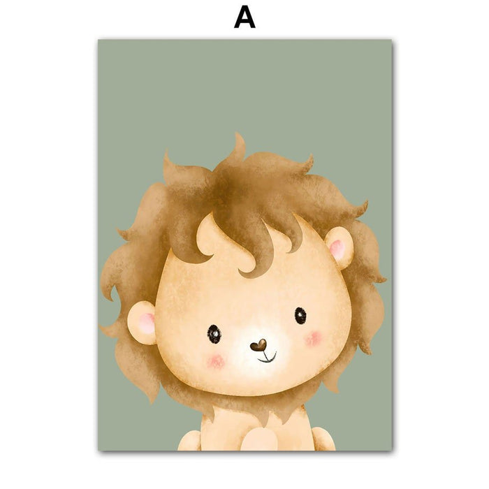 Kinderzimmer Poster Tiere – Premium Baumwoll-Canvas