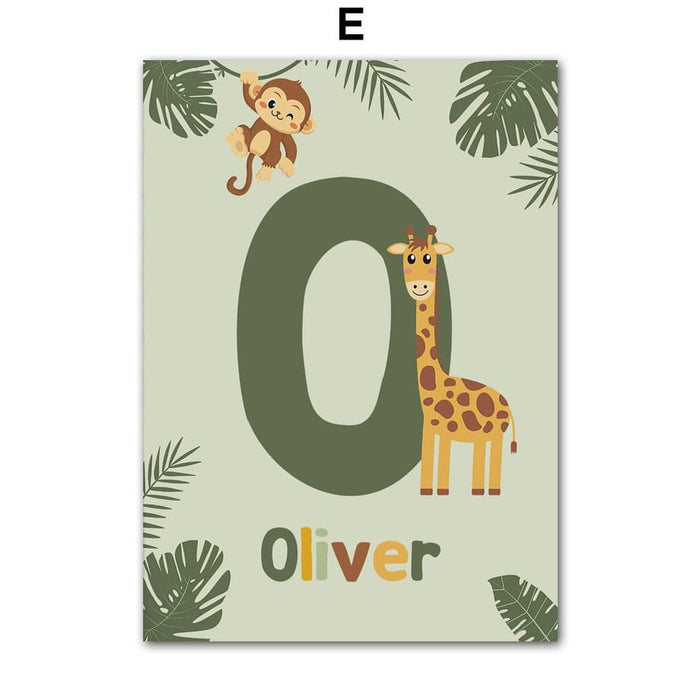 Kinderzimmer Poster Tiere – Premium Baumwoll-Canvas