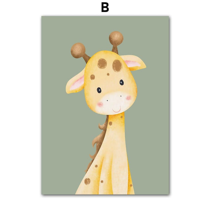 Kinderzimmer Poster Tiere – Premium Baumwoll-Canvas