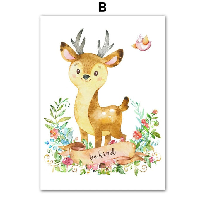 Poster Kinderzimmer Tiere – Premium Baumwoll-Canvas