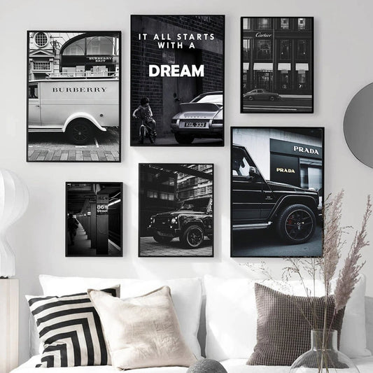 Poster Luxus Fahrzeuge und Geschäfte als Deko Print ohne Rahmen - justgoodmood