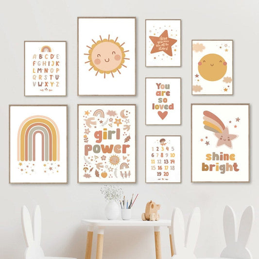 Poster Mädchen Power Sonne und Sterne als Deko Print ohne Rahmen - justgoodmood