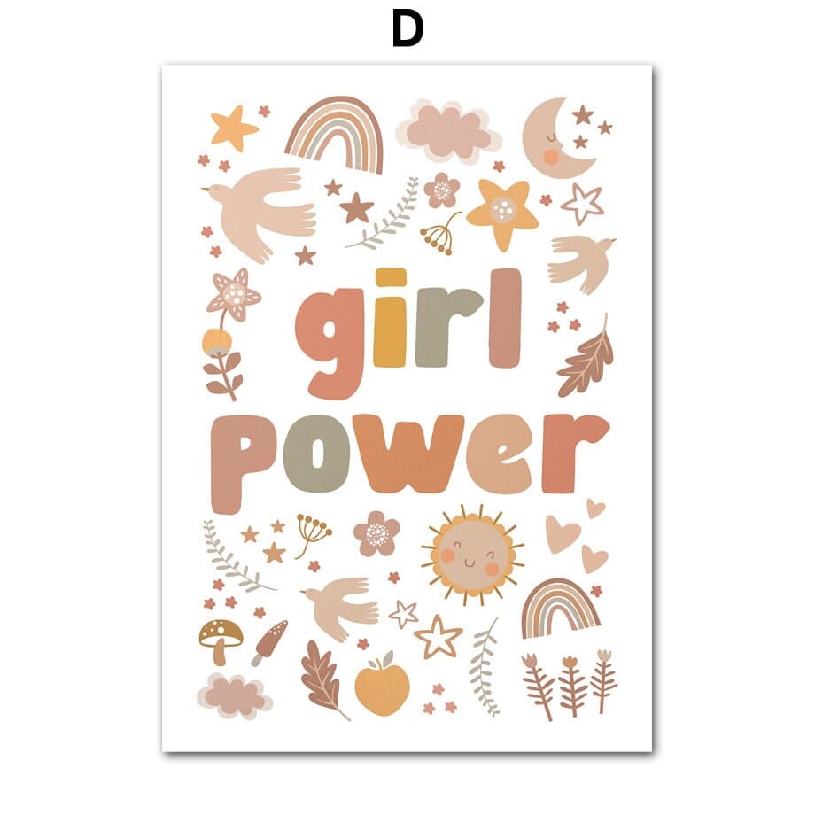 Poster Mädchen Power Sonne und Sterne als Deko Print ohne Rahmen - justgoodmood