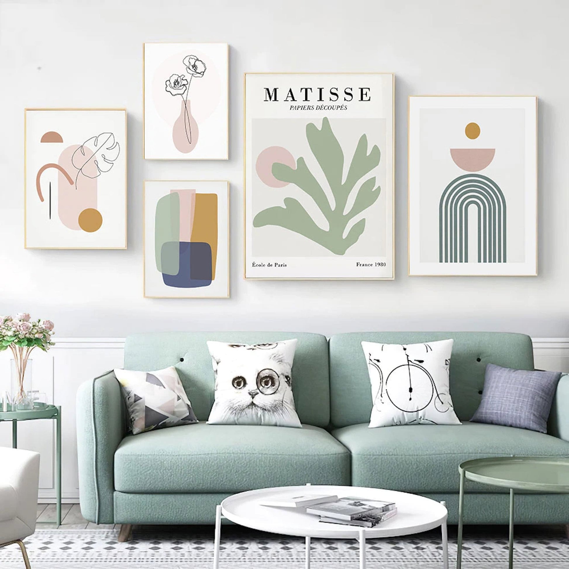Poster Matisse Blätter Blumen Abstrakt | Bilder Wohnzimmer | Wandbilder Schlafzimmer | Deko Print ohne Rahmen | Bilder Set Matisse Grün - justgoodmood