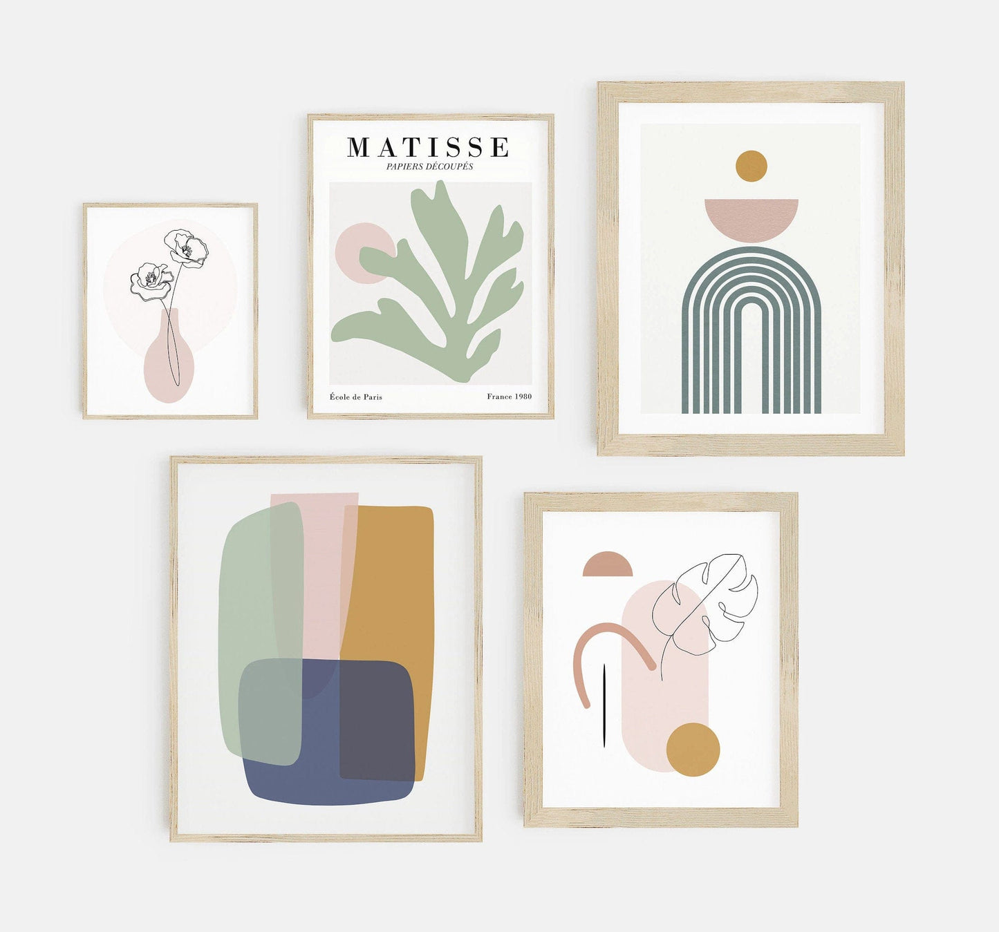 Poster Matisse Blätter Blumen Abstrakt | Bilder Wohnzimmer | Wandbilder Schlafzimmer | Deko Print ohne Rahmen | Bilder Set Matisse Grün - justgoodmood