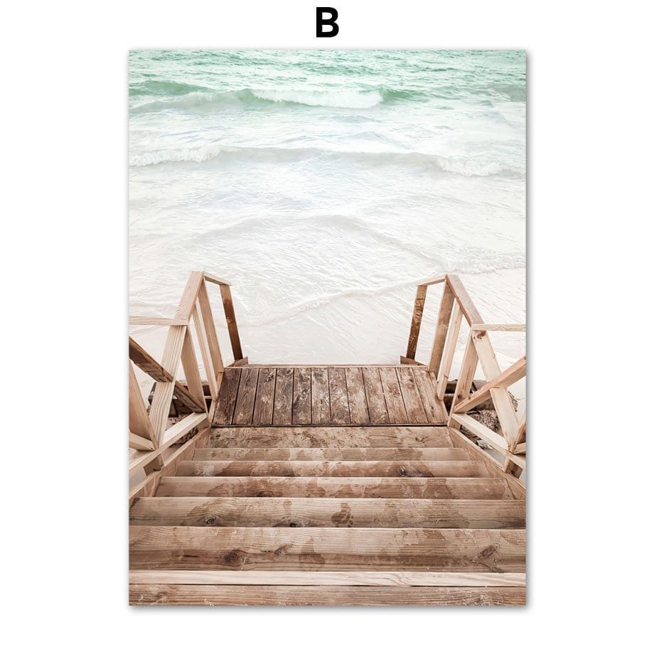 Poster Meer Blätter Überwasser Bungalow Strandschaukel I Wandbilder Wohnzimmer & Schlafzimmer I Deko Print Bilder I ohne Rahmen - justgoodmood