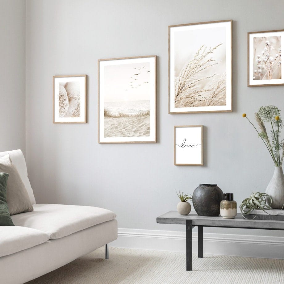 Poster Meer Pampasgras Beige I Wandbilder Wohnzimmer & Schlafzimmer I Deko Print Bilder I ohne Rahmen - justgoodmood