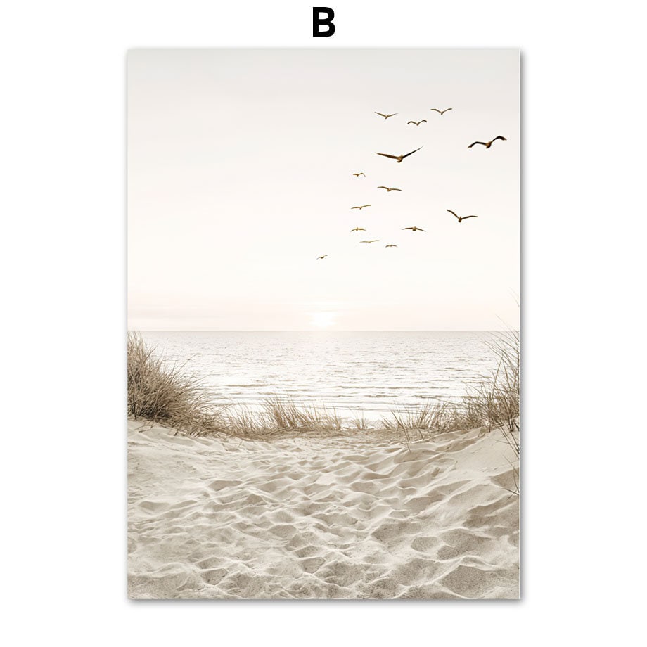 Poster Meer Pampasgras Beige I Wandbilder Wohnzimmer & Schlafzimmer I Deko Print Bilder I ohne Rahmen - justgoodmood