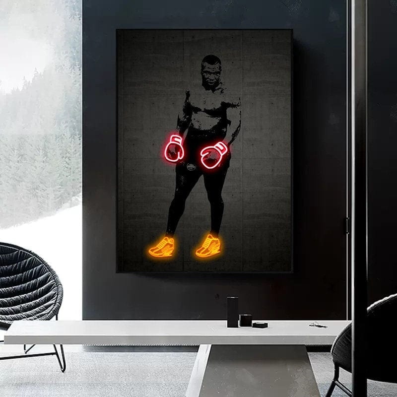 Poster Mike Tyson Neon Boxhandschuhe I Gym I Wohnzimmer Bilder I Trainingszimmer Bilder I Deko Print I ohne Rahmen - justgoodmood