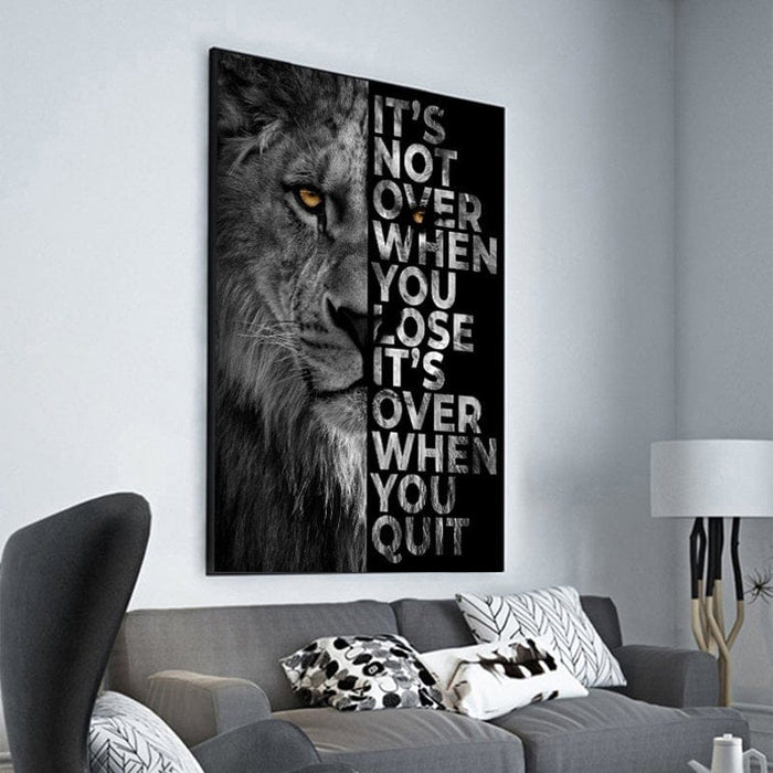 Poster Motivation Löwe – Premium Baumwoll-Canvas