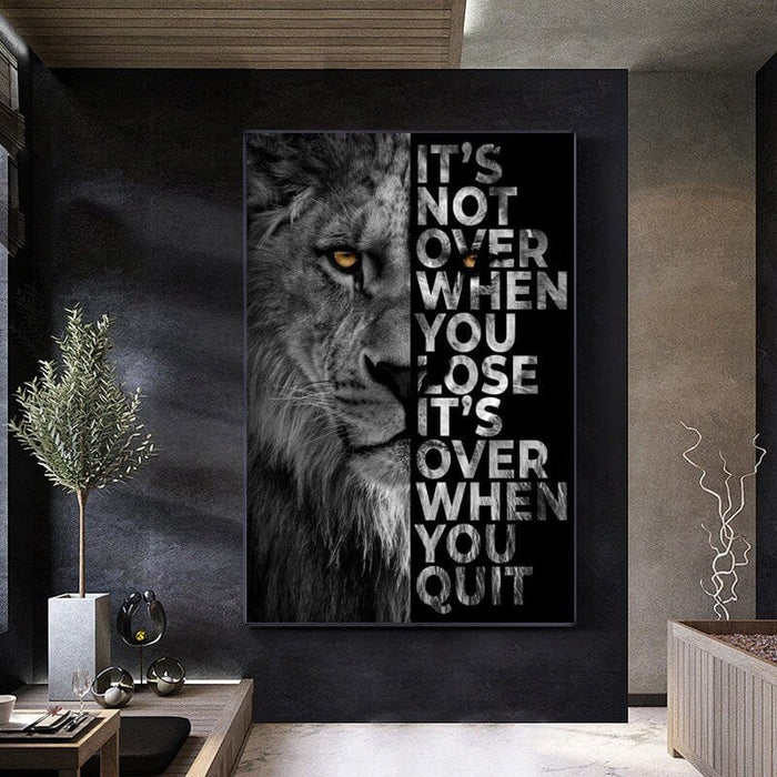 Poster Motivation Löwe – Premium Baumwoll-Canvas