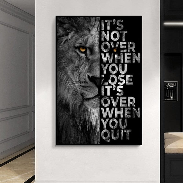 Poster Motivation Löwe – Premium Baumwoll-Canvas
