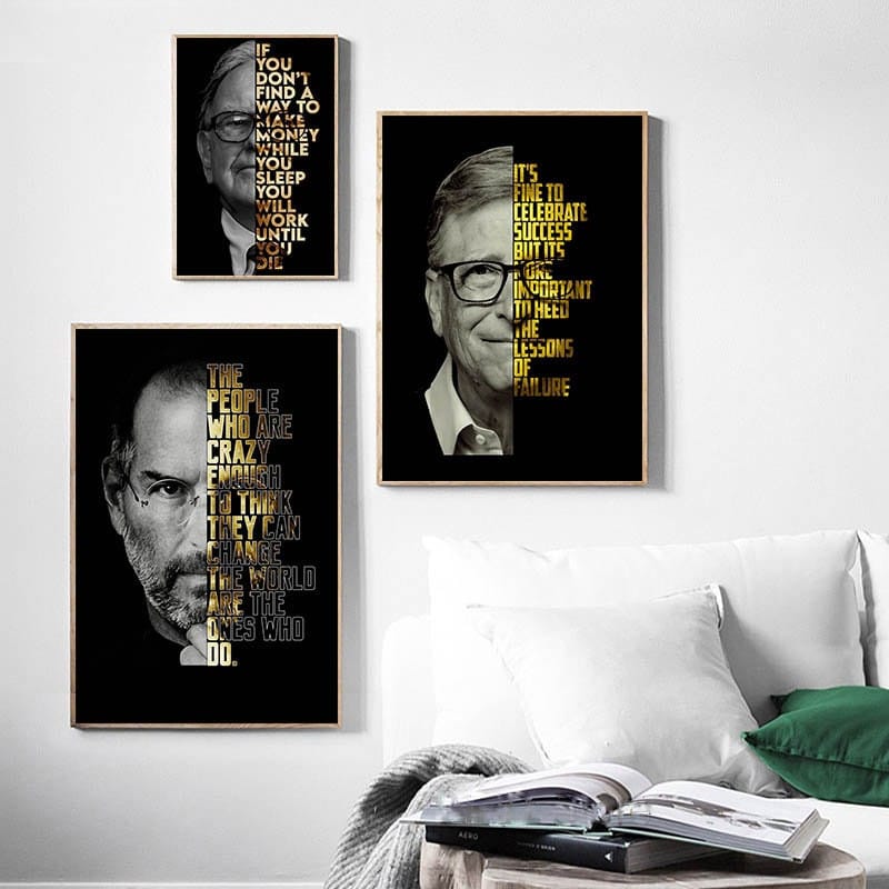 Poster Motivation Zitate Bill Gates Warren Buffet Steve Jobs I Wand Deko Print I ohne Rahmen - justgoodmood