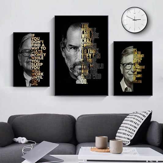 Poster Motivation Zitate Bill Gates Warren Buffet Steve Jobs I Wand Deko Print I ohne Rahmen - justgoodmood