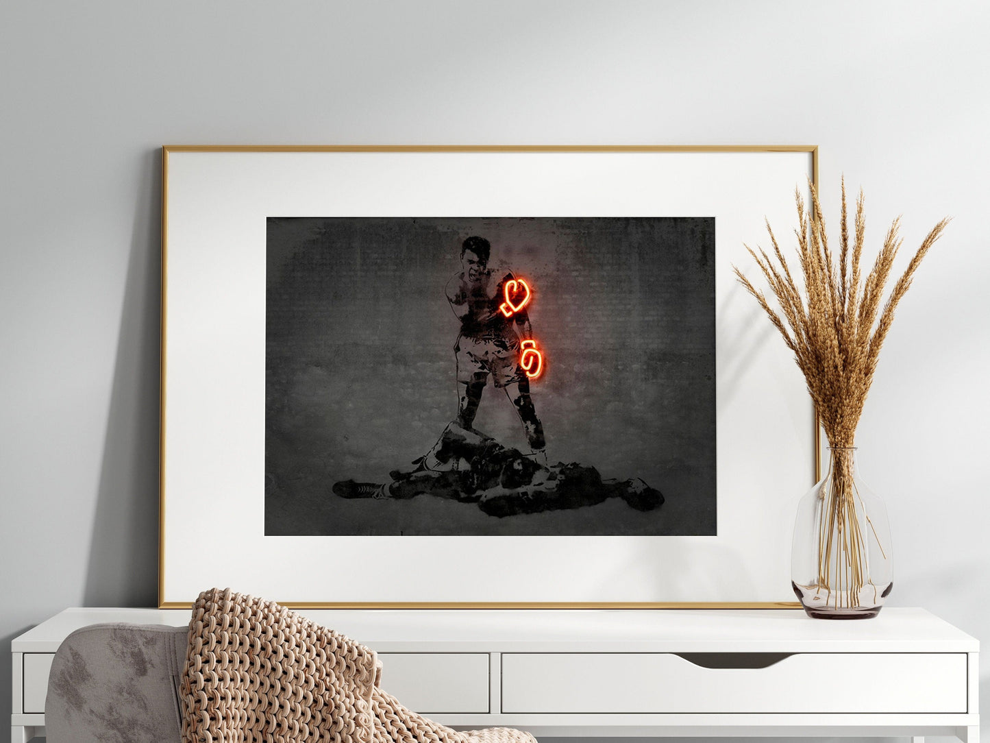 Poster Muhammad Ali Neon Boxhandschuhe I Gym I Wohnzimmer Bilder I Trainingszimmer Bilder I Deko Print I ohne Rahmen - justgoodmood