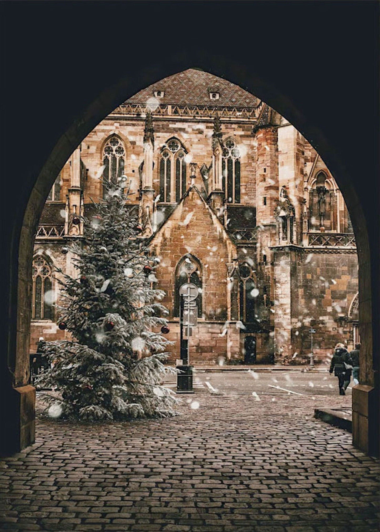 Poster New York Weihnachtsbaum Zimtplätzchen Kathedrale | Bilder Wohnzimmer | Wandbilder Schlafzimmer | Deko Print ohne Rahmen | Bilder Set - justgoodmood