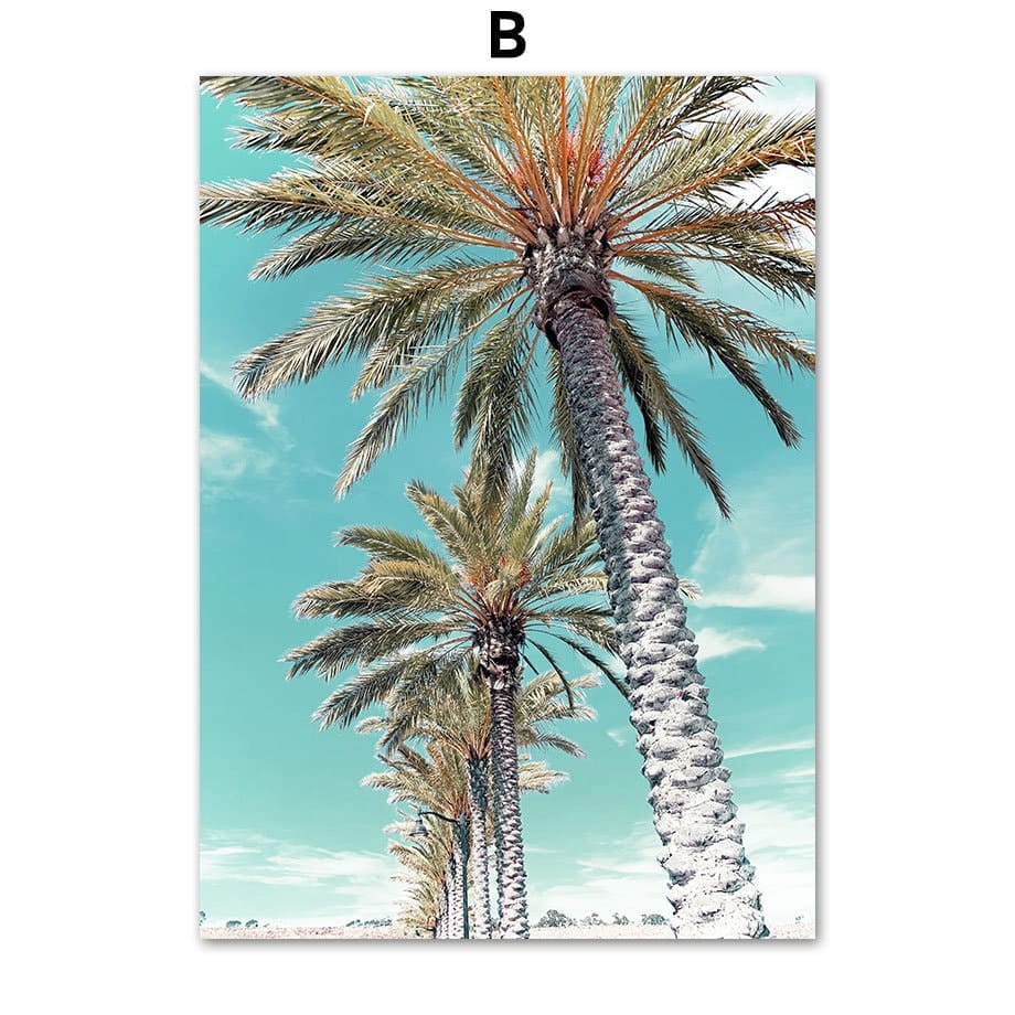 Poster Palmen Strand Muscheln Käfer Surfbretter Ananas I Wandbilder Wohnzimmer & Schlafzimmer I Wand Deko I Kunst Druck I ohne Rahmen - justgoodmood