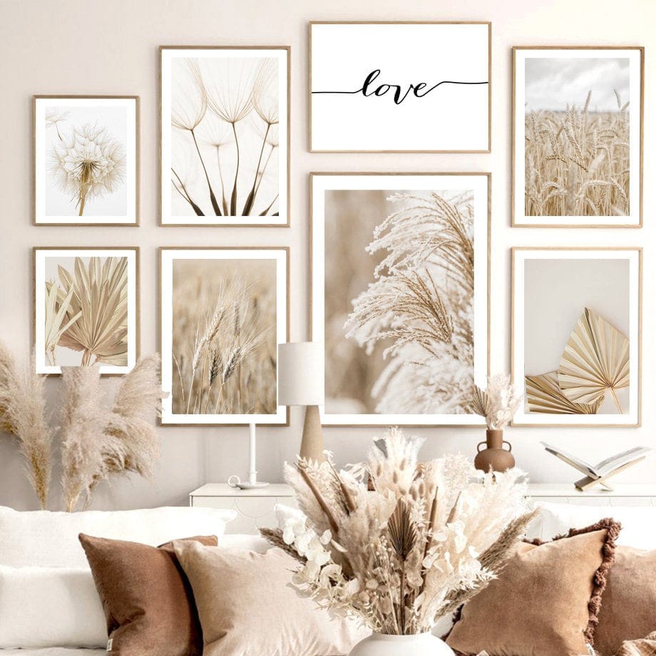 Poster Pampasgras Beige Liebe I Wandbilder Wohnzimmer & Schlafzimmer I Deko Print Bilder I ohne Rahmen - justgoodmood