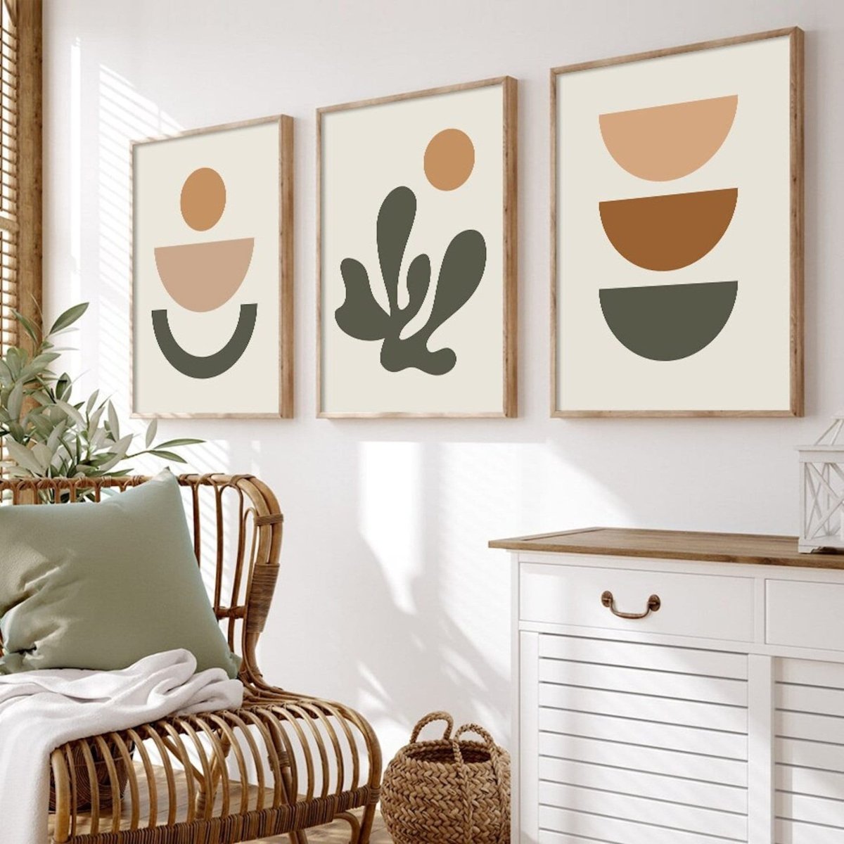Poster Pflanzen Boho mit Linienformen als Deko Print ohne Rahmen - justgoodmood