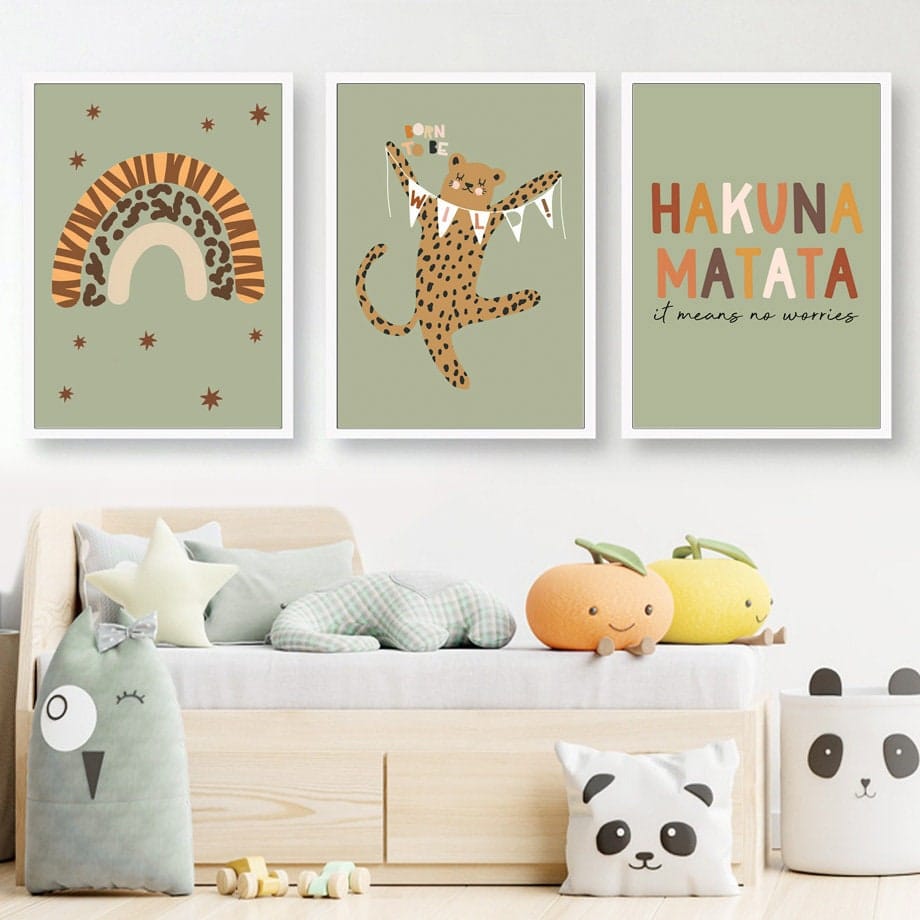 Poster Safari Hakuna Matata Löwe Regenbogen als Deko Print ohne Rahmen - justgoodmood