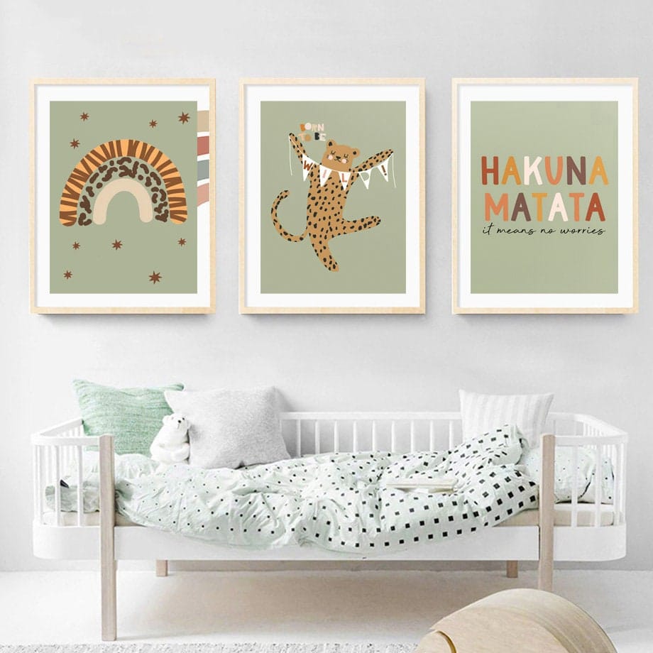 Poster Safari Hakuna Matata Löwe Regenbogen als Deko Print ohne Rahmen - justgoodmood