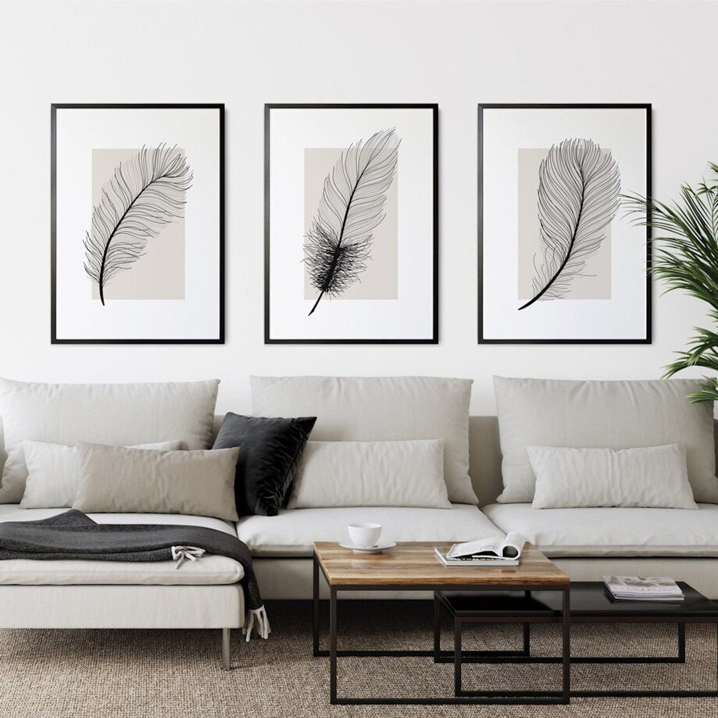 Poster Schwarze Feder als Deko Print ohne Rahmen - justgoodmood