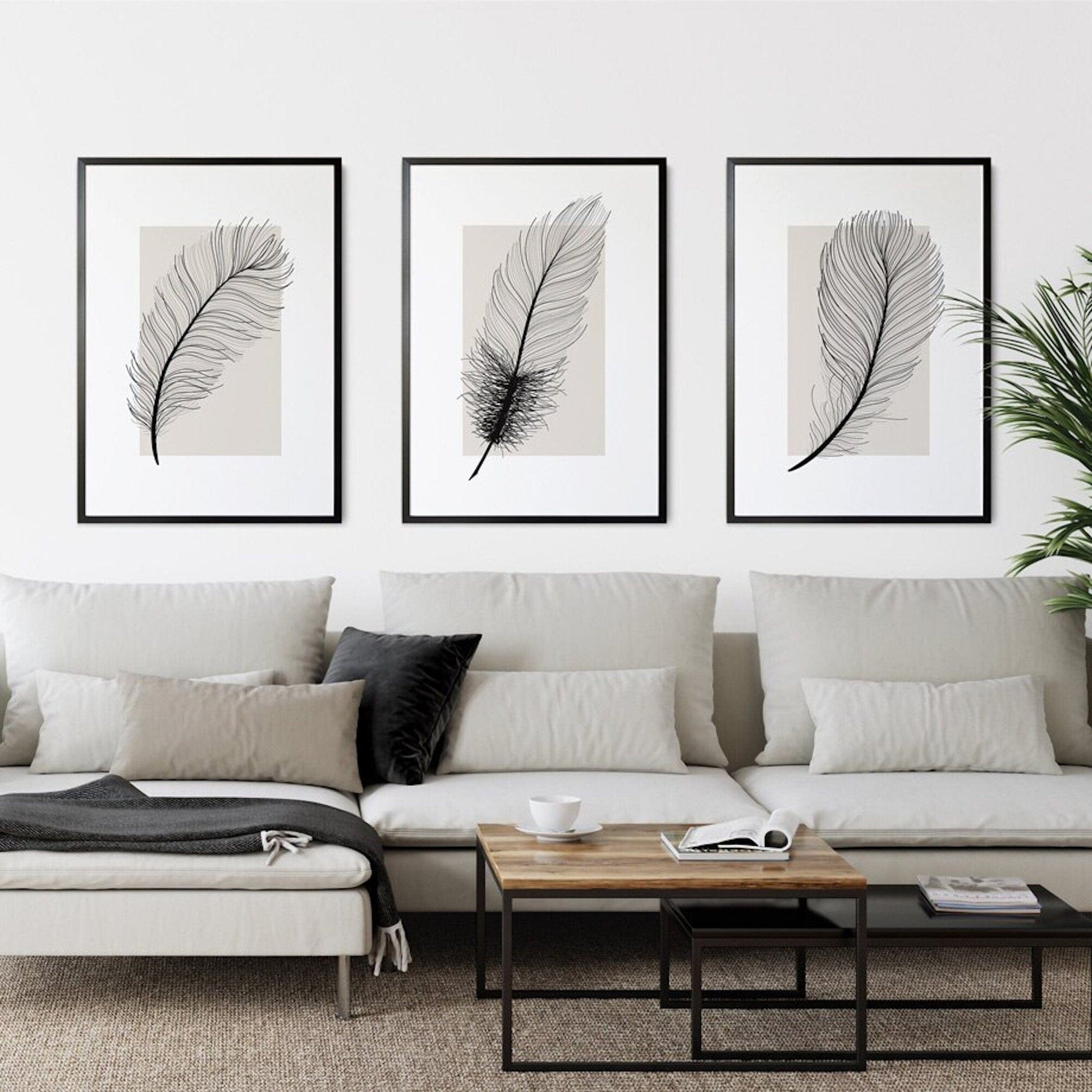 Poster Schwarze Feder als Deko Print ohne Rahmen - justgoodmood