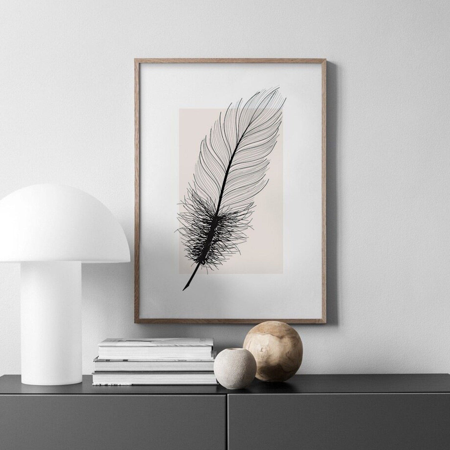 Poster Schwarze Feder als Deko Print ohne Rahmen - justgoodmood