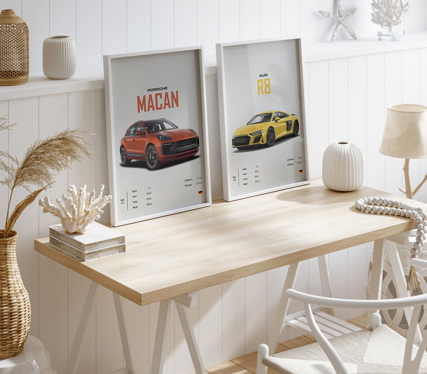 Poster Sportwagen AUDI BMW PORSCHE Mclaren Klassiker Legenden I Geschenk für ihn I Wohnzimmmer & Büro I Wand Deko I Print ohne Rahmen - justgoodmood