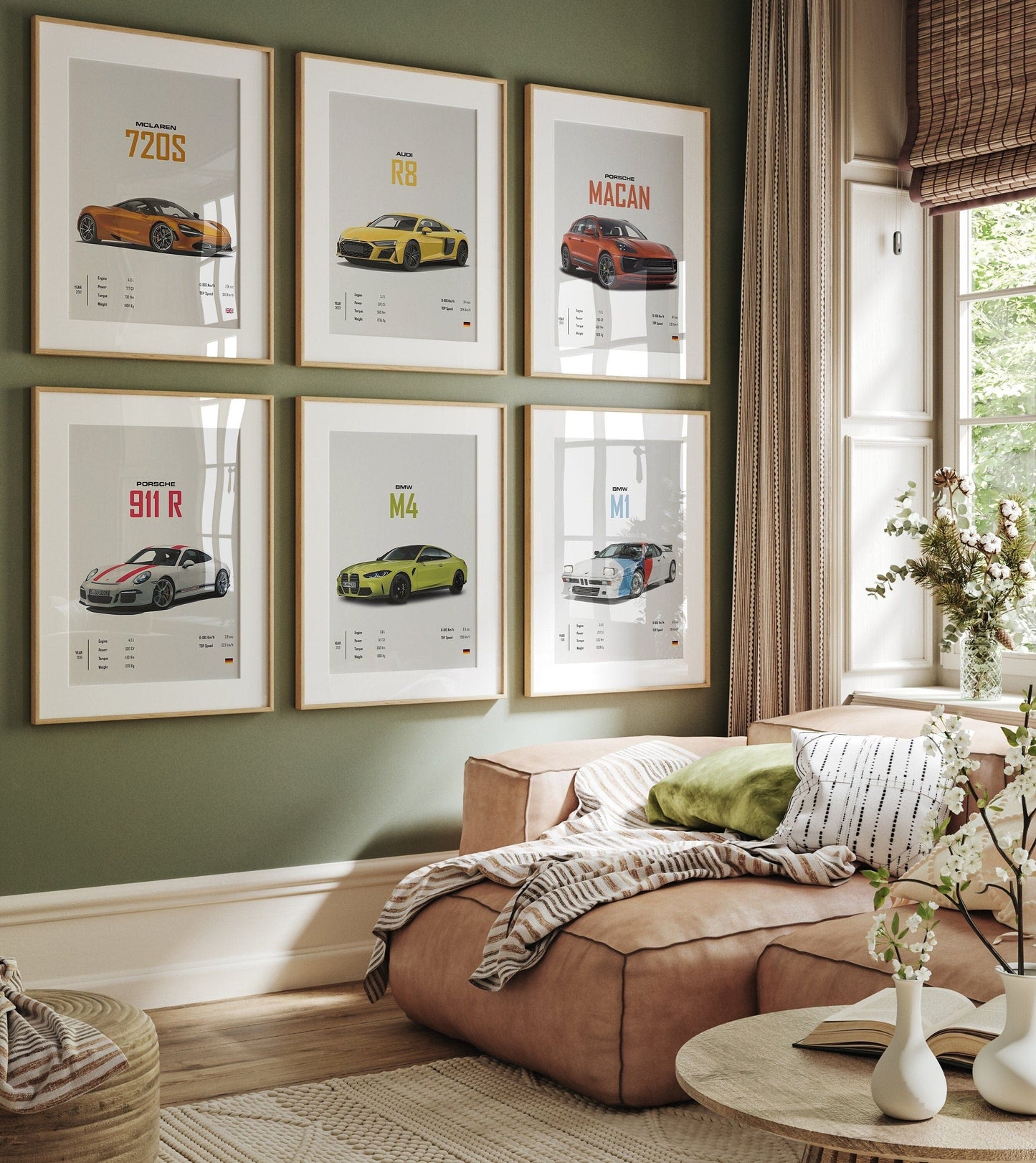 Poster Sportwagen AUDI BMW PORSCHE Mclaren Klassiker Legenden I Geschenk für ihn I Wohnzimmmer & Büro I Wand Deko I Print ohne Rahmen - justgoodmood