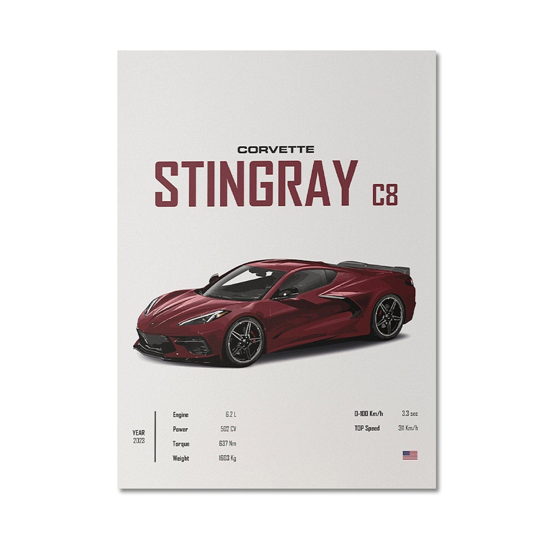 Poster Sportwagen CORVETTE Stingray C8 C3 DODGE CHARGER RTSportauto I Geschenk für ihn I Wohnzimmmer & Büro I Wand Deko I Print ohne Rahmen - justgoodmood