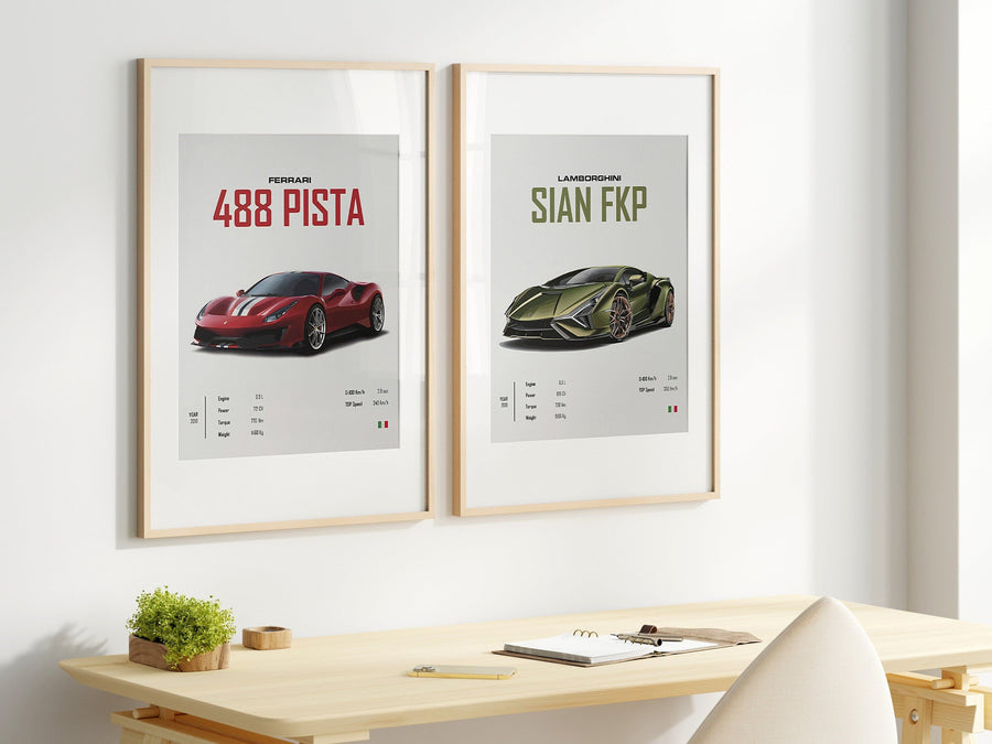 Poster Sportwagen FERRARI LAMBORGHINI MCLAREN Klassiker Legenden I Geschenk für ihn I Wohnzimmmer & Büro I Wand Deko I Print ohne Rahmen - justgoodmood