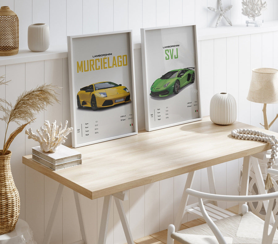 Poster Sportwagen LAMBORGHINI Murcielago Svj MCLAREN Senna Sportauto I Geschenk für ihn I Wohnzimmmer & Büro I Wand Deko I Print ohne Rahmen - justgoodmood