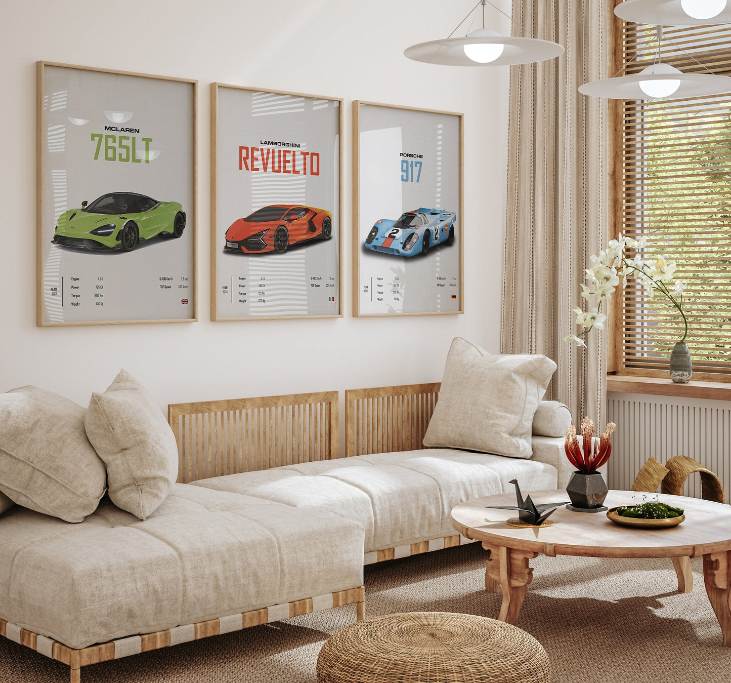 Poster Sportwagen Mclaren Lamborghini Porsche Klassiker Legenden I Geschenk für ihn I Wohnzimmmer & Büro I Wand Deko I Print ohne Rahmen - justgoodmood