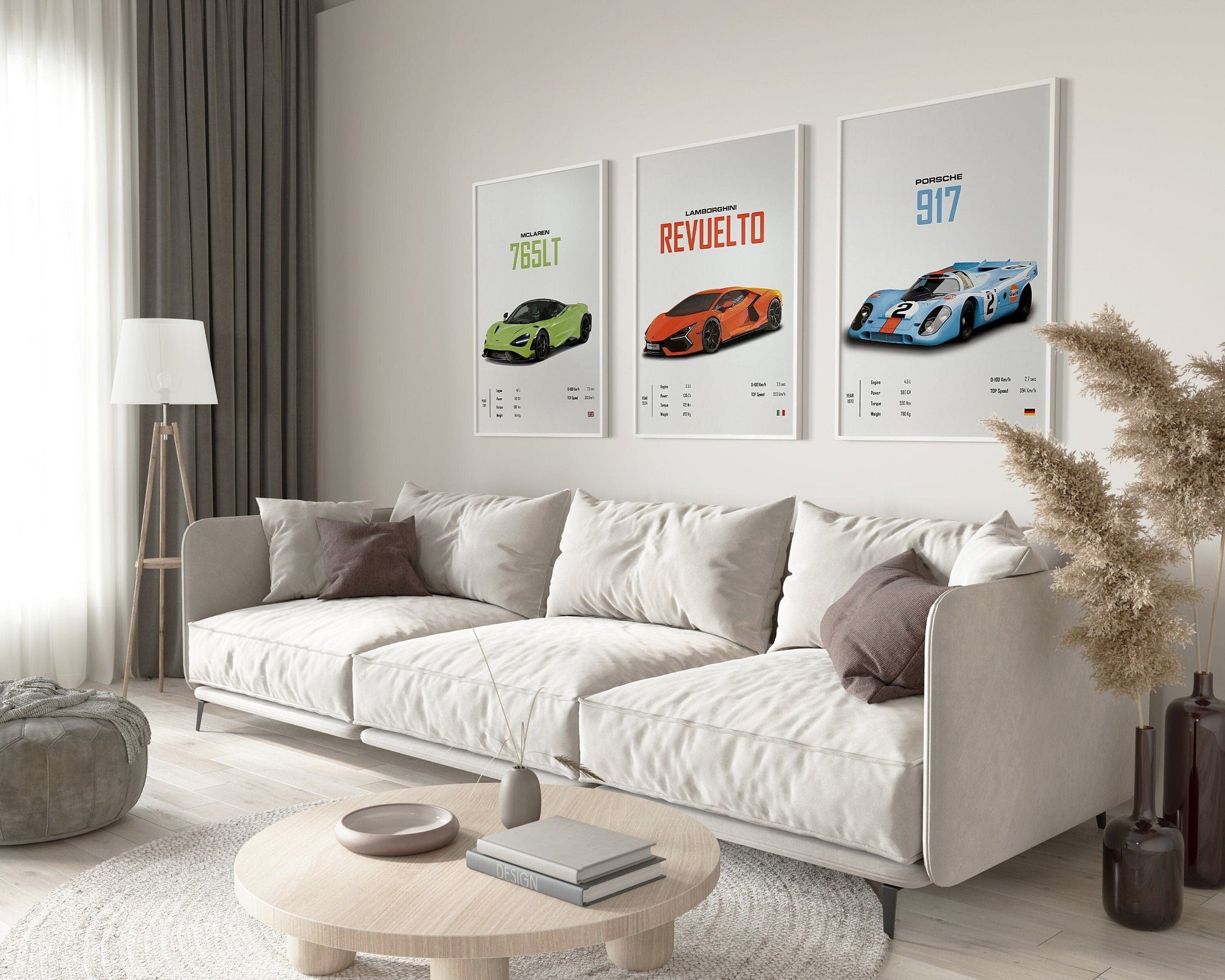 Poster Sportwagen Mclaren Lamborghini Porsche Klassiker Legenden I Geschenk für ihn I Wohnzimmmer & Büro I Wand Deko I Print ohne Rahmen - justgoodmood
