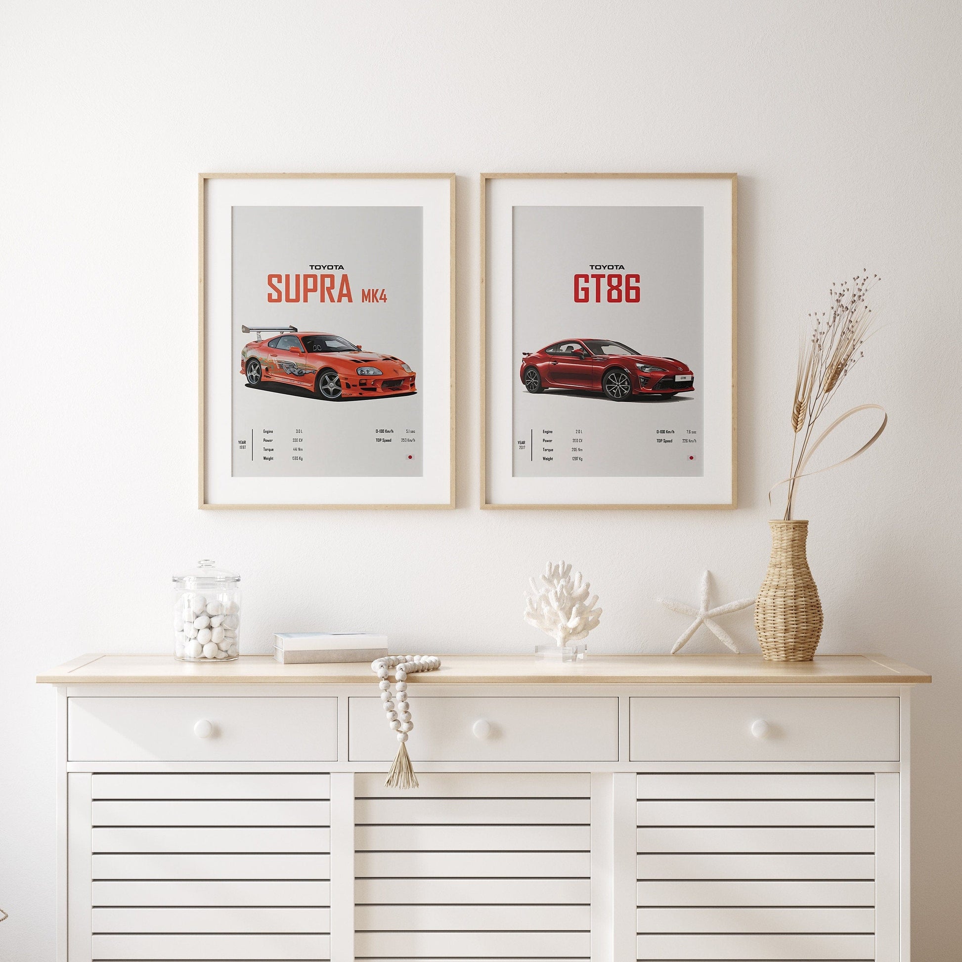 Poster Sportwagen TOYOTA SUPRA GT86 Klassiker Legenden I Geschenk für ihn I Wohnzimmmer & Büro I Wand Deko I Print ohne Rahmen - justgoodmood