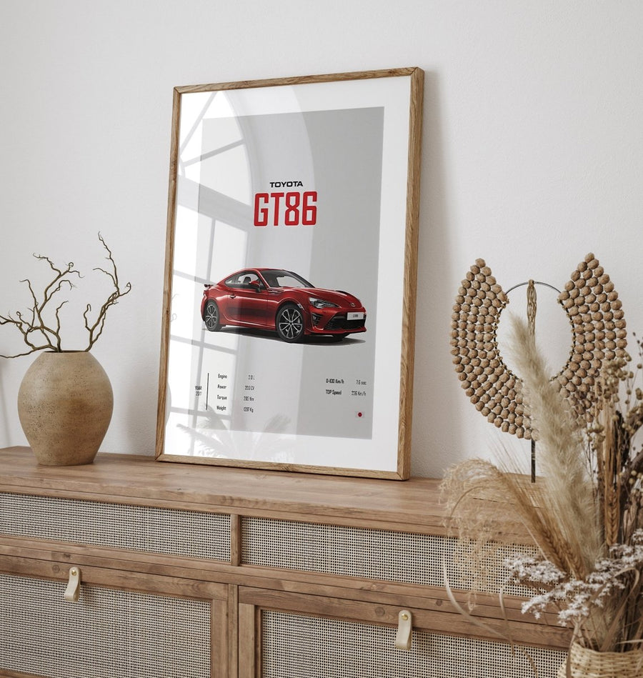 Poster Sportwagen TOYOTA SUPRA GT86 Klassiker Legenden I Geschenk für ihn I Wohnzimmmer & Büro I Wand Deko I Print ohne Rahmen - justgoodmood