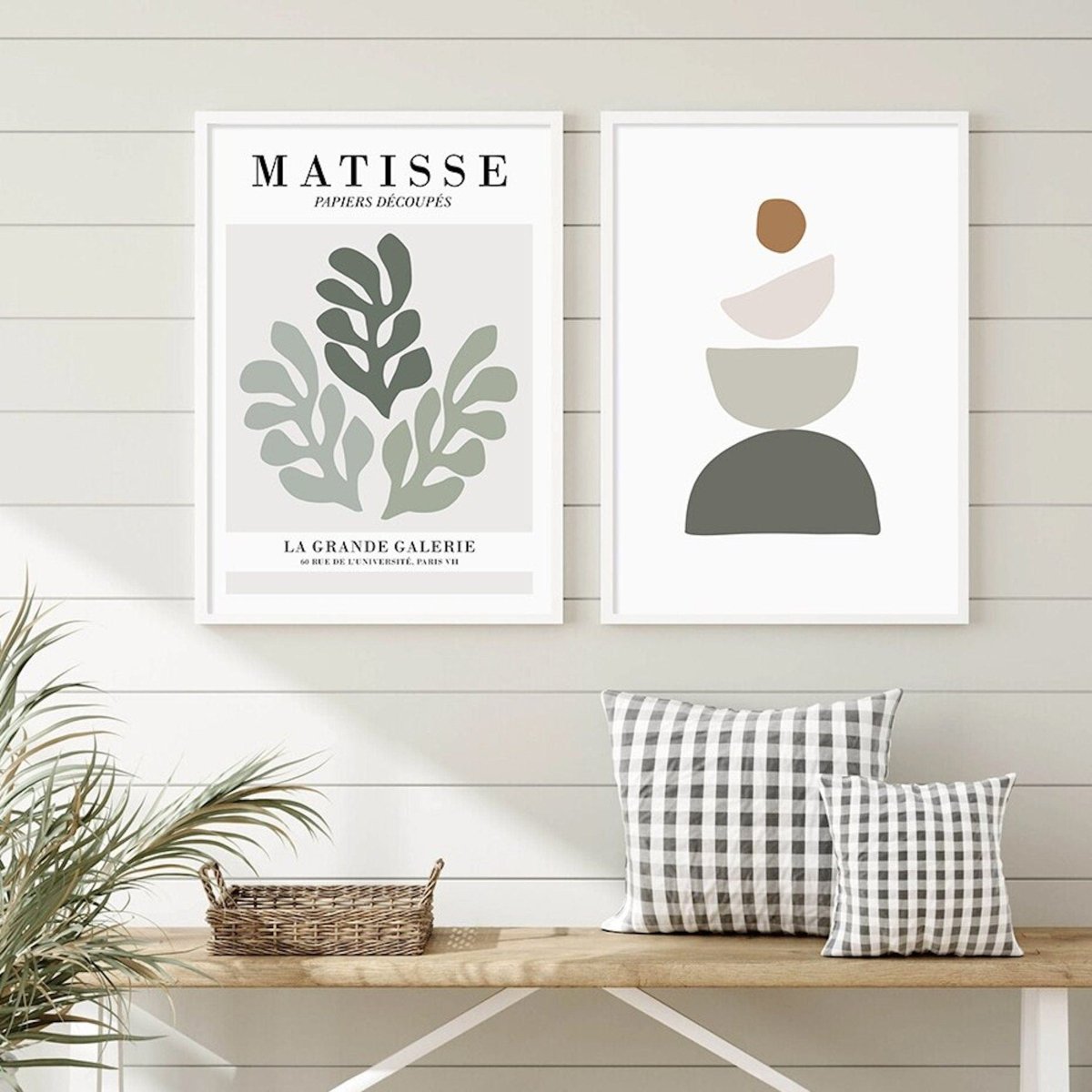 Poster Stein Stapel Abstrakte Form und Blumen Zweige Abstrakt Boho als Deko Print ohne Rahmen - justgoodmood