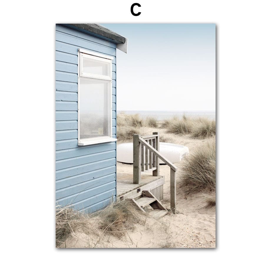 Poster Strand Hütte I Muscheln I Korallen I Ozean I Meer als Deko Print ohne Rahmen - justgoodmood