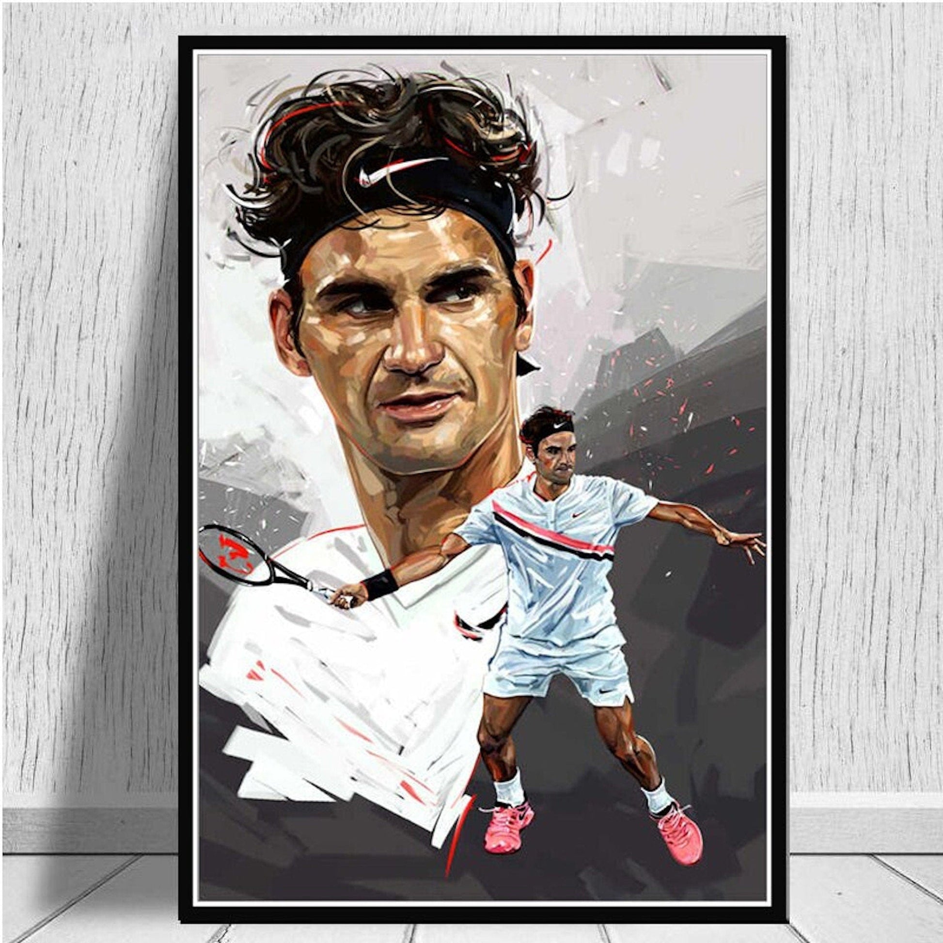 Poster Tennis Spieler Roger Federer als Deko Print ohne Rahmen - justgoodmood