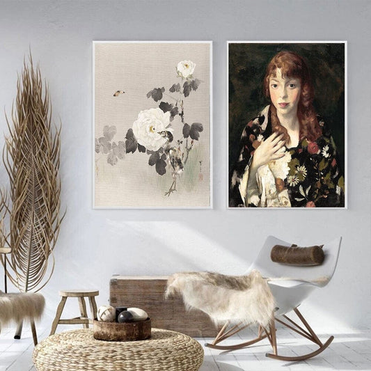 Poster Vintage Blumen und Sightseeing mit dem Boot als Deko Print ohne Rahmen - justgoodmood