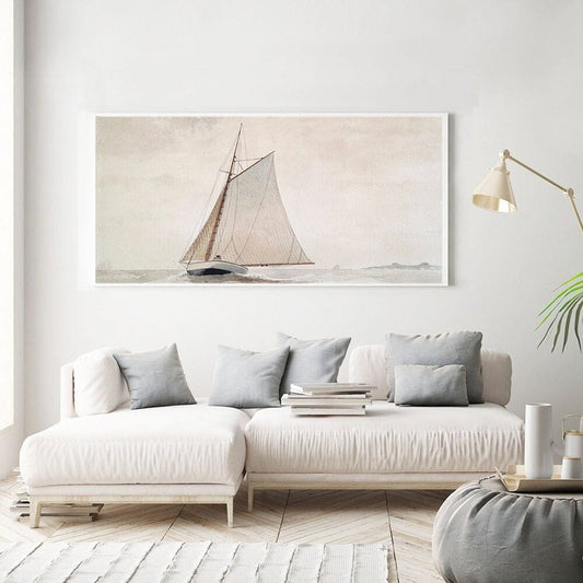Poster Vintage Galerie Wand Kunst Segelschiff und Horizont als Deko Print ohne Rahmen - justgoodmood