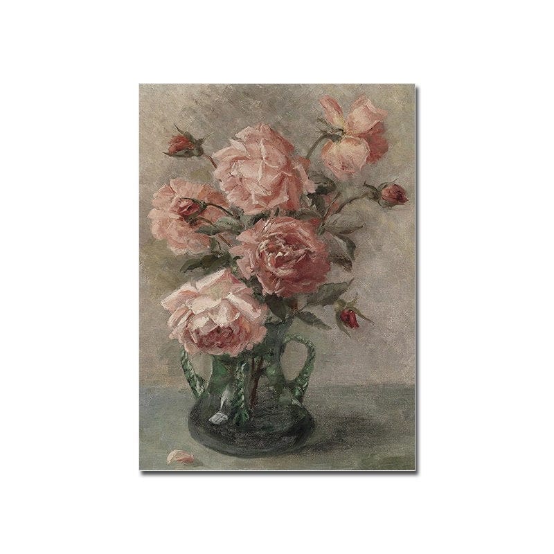 Poster Vintage Galerie Wand Kunst Set Blume Vogel Pfirsisch Klavier 5er Set als Deko Print ohne Rahmen - justgoodmood