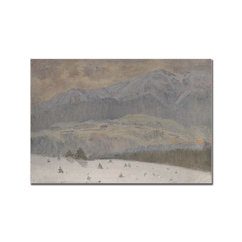Poster Vintage Galerie Wand Kunst Set Landschaft Schnee Berge und Wälder Natur als Deko Print ohne Rahmen - justgoodmood