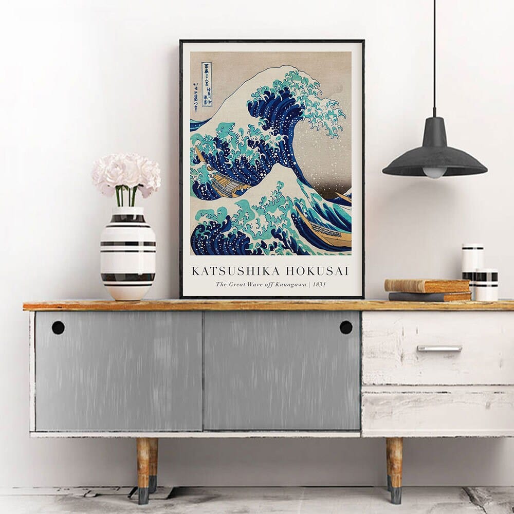 Poster Vintage Japanische Landschaft Abstrakte Meer Welle Traditionell als Deko Print ohne Rahmen - justgoodmood