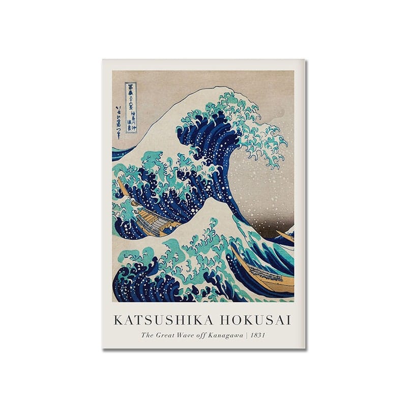 Poster Vintage Japanische Landschaft Abstrakte Meer Welle Traditionell als Deko Print ohne Rahmen - justgoodmood