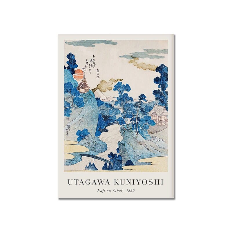 Poster Vintage Japanische Landschaft Abstrakte Meer Welle Traditionell als Deko Print ohne Rahmen - justgoodmood